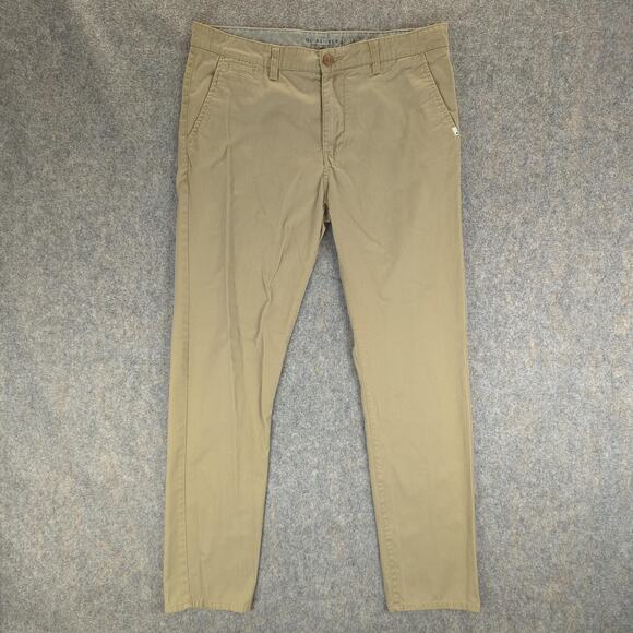 Quiksilver Pants Mens 33 Tan Straight Fit Khaki Chino Casual Cotton Blend - Picture 1 of 12